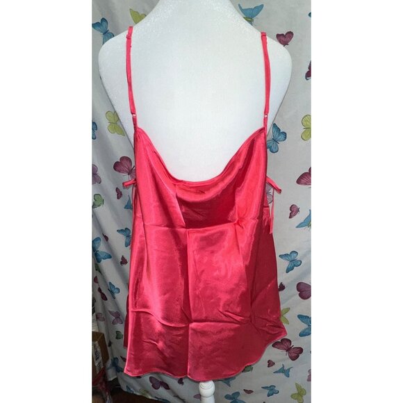 Sophia By Delicates Red Satin Embroidered Floral Chemise Lingerie Side Tie Large - Picture 2 of 4